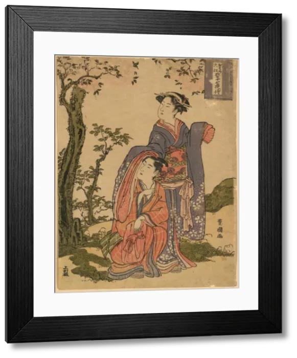 Framed Print : The couple Osome and Hisamatsu viewing the mid-August moon Framed Print : The couple Osome and Hisamatsu viewing the mid-August moon