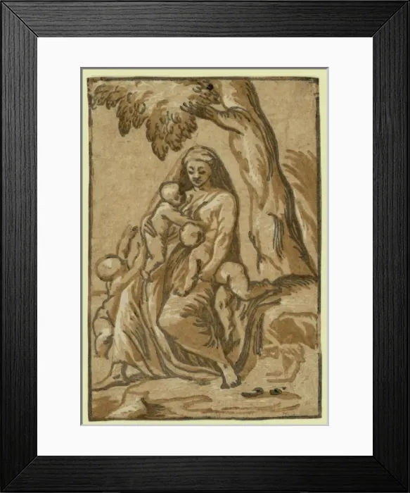 Framed Print : Charity. Allegorical print showing a woman as Charity Framed Print : Charity. Allegorical print showing a woman as Charity
