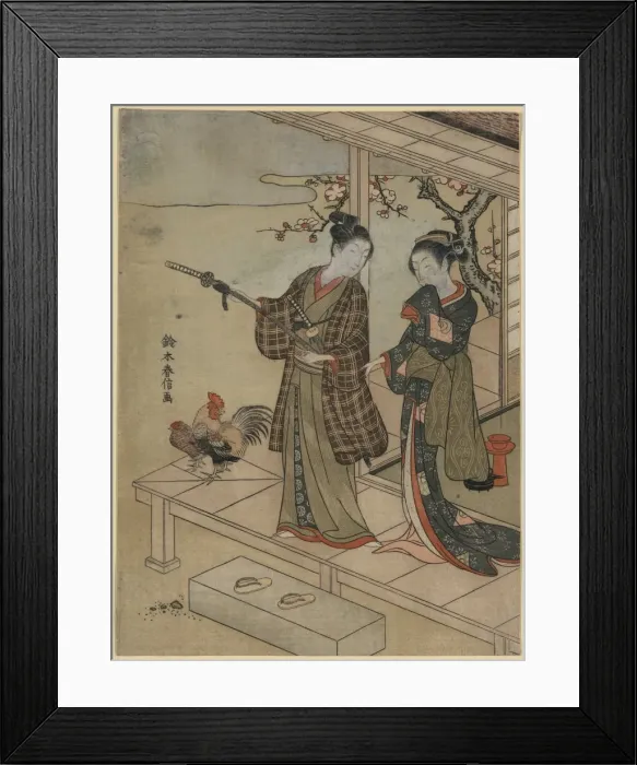 Framed Print : A young dandy and a woman on a veranda