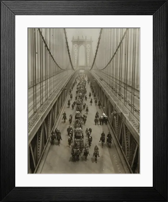 Framed Print : Funeral cortege of Vera Cruz dead passing over Manhattan Bri Framed Print : Funeral cortege of Vera Cruz dead passing over Manhattan Bri
