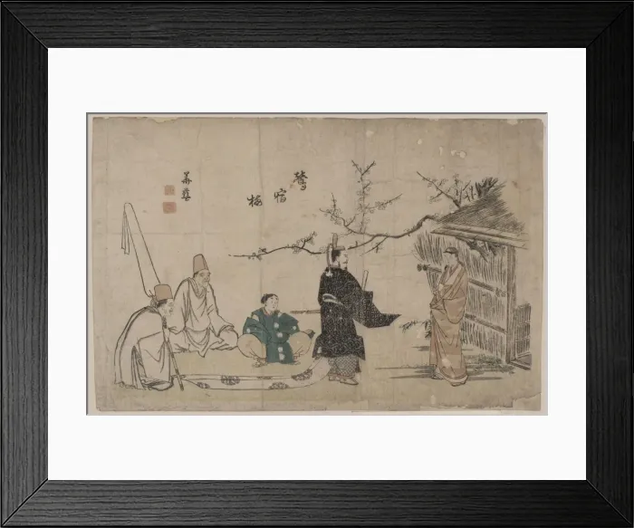 Framed Print : Heian period tale of the nightingale in the plum tree Framed Print : Heian period tale of the nightingale in the plum tree