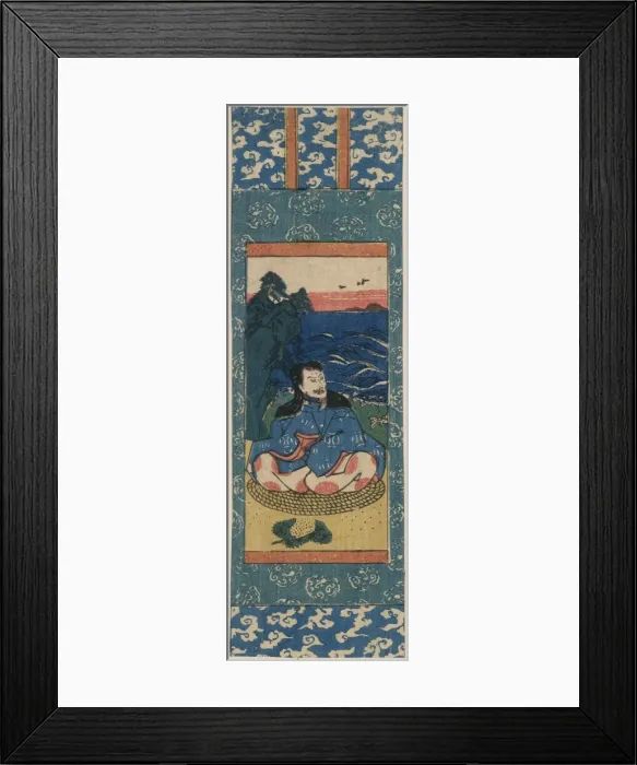 Framed Print : Printed miniature scroll painting of Sugawara Michizane Framed Print : Printed miniature scroll painting of Sugawara Michizane