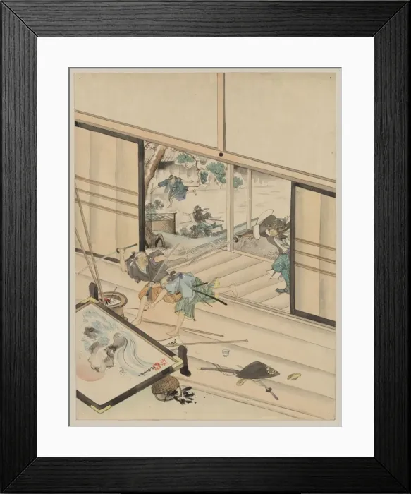 Framed Print : Juichidanme - act eleven of the Chushingura - assualt on Kir Framed Print : Juichidanme - act eleven of the Chushingura - assualt on Kir