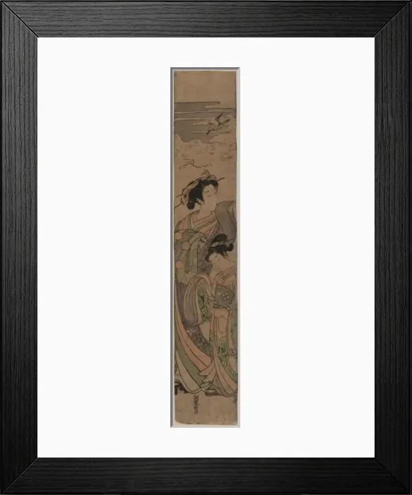 Framed Print : Courtesan and her attendant listening to a lark Framed Print : Courtesan and her attendant listening to a lark