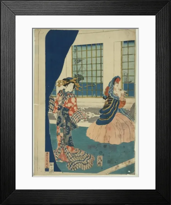 Framed Print : Courtesans in a western-style building of Yokohama Framed Print : Courtesans in a western-style building of Yokohama