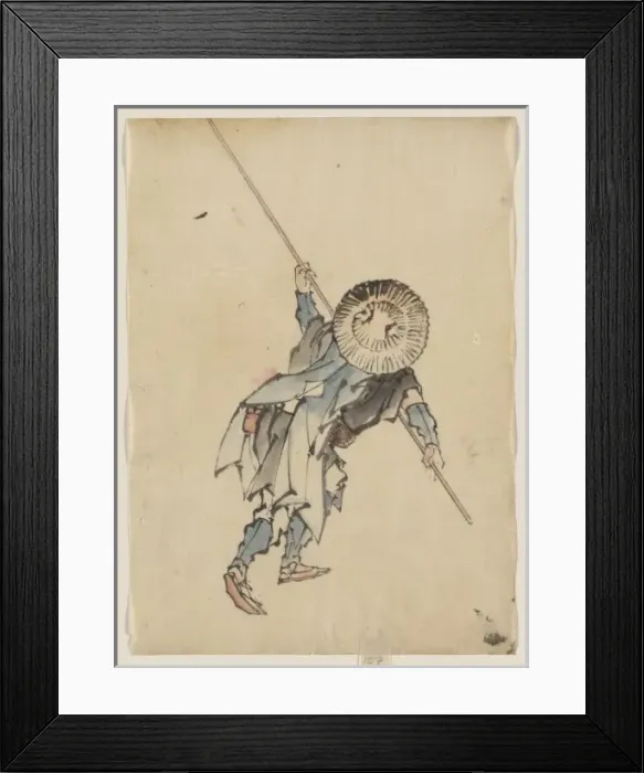 Framed Print : Rear view of a man, full-length, standing, wearing several l Framed Print : Rear view of a man, full-length, standing, wearing several l