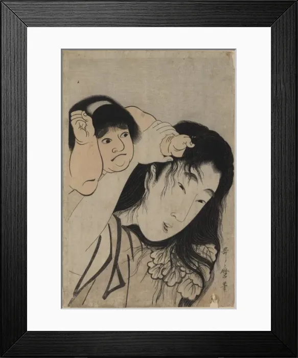 Framed Print : Kintaro grabbing Yamaubas hair Framed Print : Kintaro grabbing Yamaubas hair