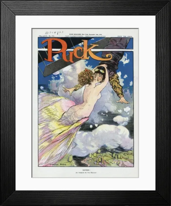 Framed Print : Saved!. Illustration shows a beautiful, partially nude Framed Print : Saved!. Illustration shows a beautiful, partially nude