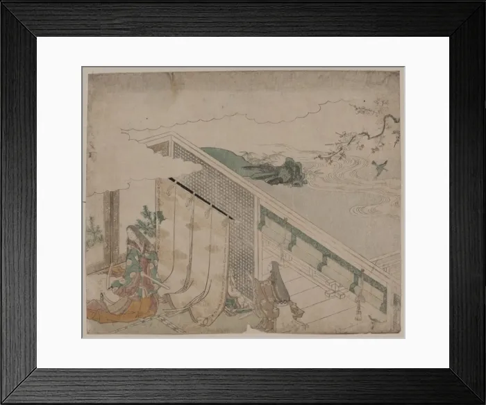 Framed Print : Court lady watching a bush warbler Framed Print : Court lady watching a bush warbler