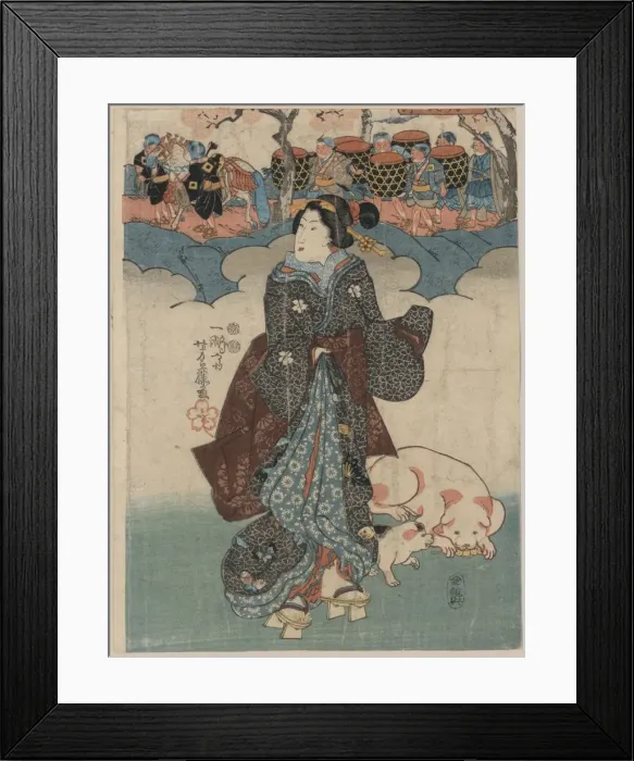Framed Print : A lady and a childrens procession Framed Print : A lady and a childrens procession