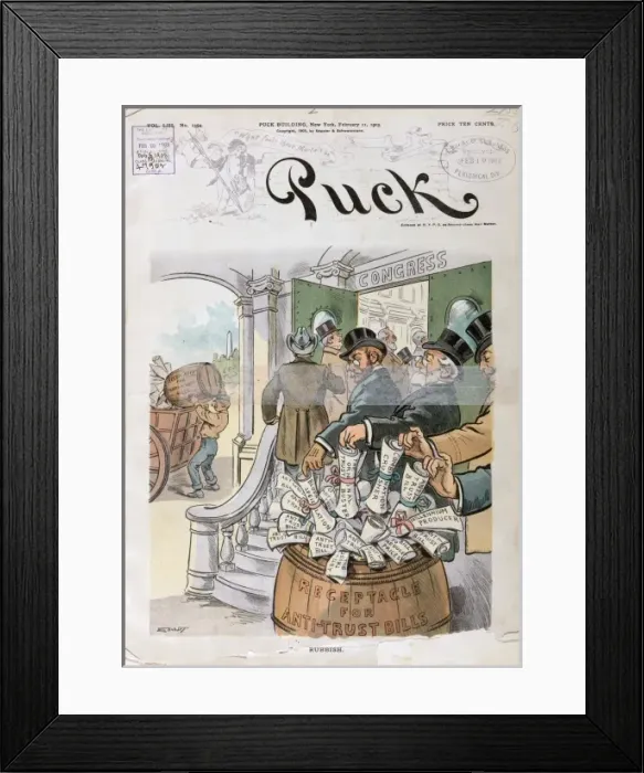 Framed Print : Rubbish. Illustration shows four legislators dropping their Bluff Legislation Framed Print : Rubbish. Illustration shows four legislators dropping their Bluff Legislation