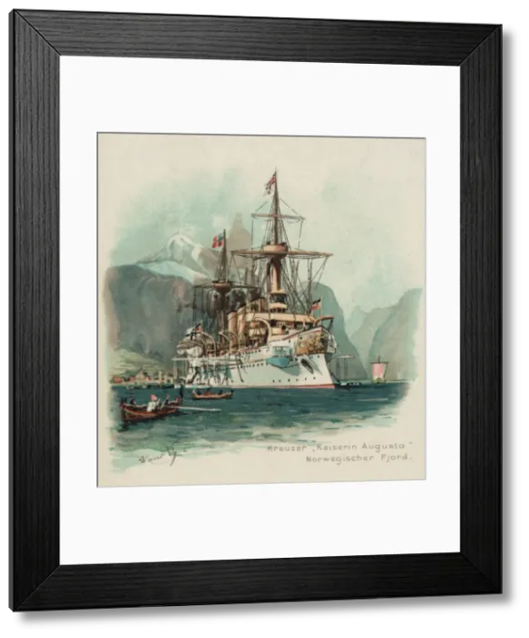Framed Print : Kreuzer Kaiserin Augusta Norwegischer Fjord Framed Print : Kreuzer Kaiserin Augusta Norwegischer Fjord