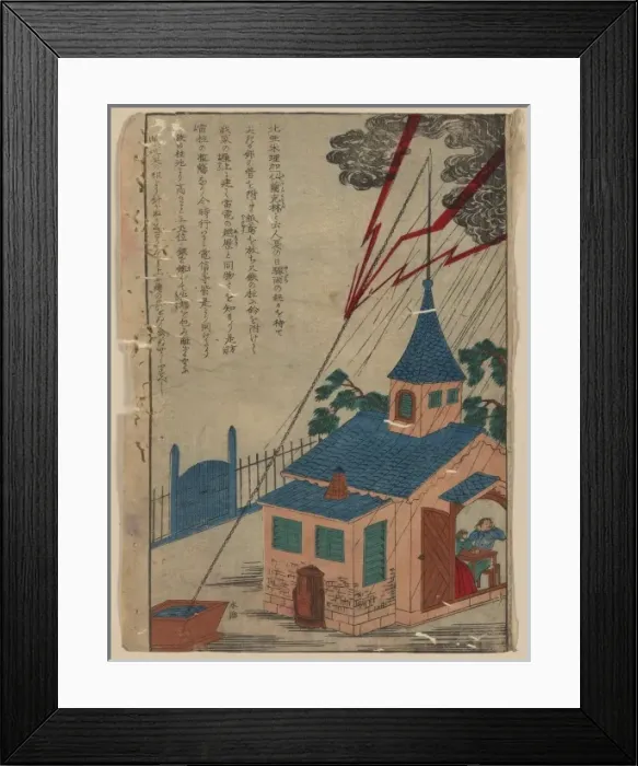 Framed Print : Benjamin Franklin and lightning Framed Print : Benjamin Franklin and lightning