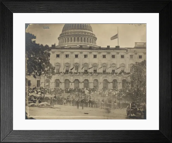 Framed Print : Washington, DC Spectators at side of the Capitol, which is h Framed Print : Washington, DC Spectators at side of the Capitol, which is h