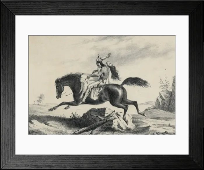 Framed Print : Print speciman of American Indian man on horseback with stru Framed Print : Print speciman of American Indian man on horseback with stru