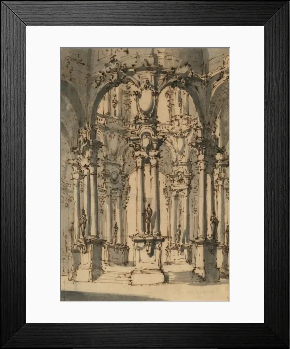 Framed Print : Project for a circular arcade. Perspective rendering Framed Print : Project for a circular arcade. Perspective rendering