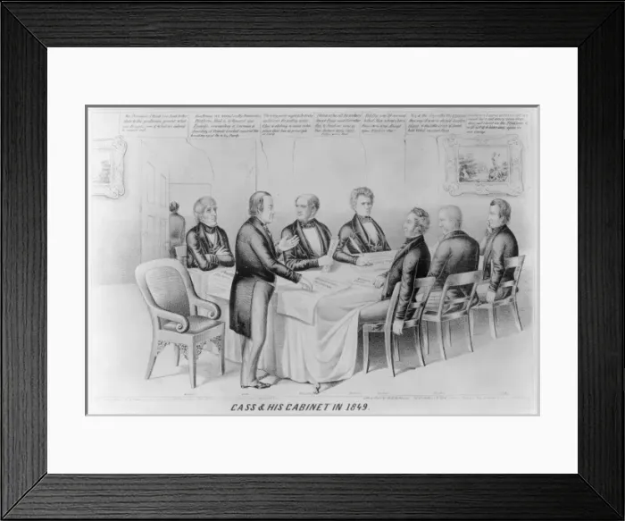 Framed Print : Cass & his cabinet in 1849 Framed Print : Cass & his cabinet in 1849
