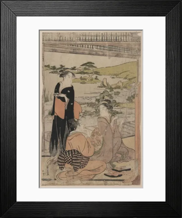 Framed Print : Archery. Print shows three women amusing themselves shooting arrows Framed Print : Archery. Print shows three women amusing themselves shooting arrows