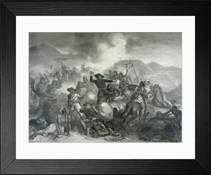 Framed Print : General Custers death struggle. The battle of the Little Bi Framed Print : General Custers death struggle. The battle of the Little Bi