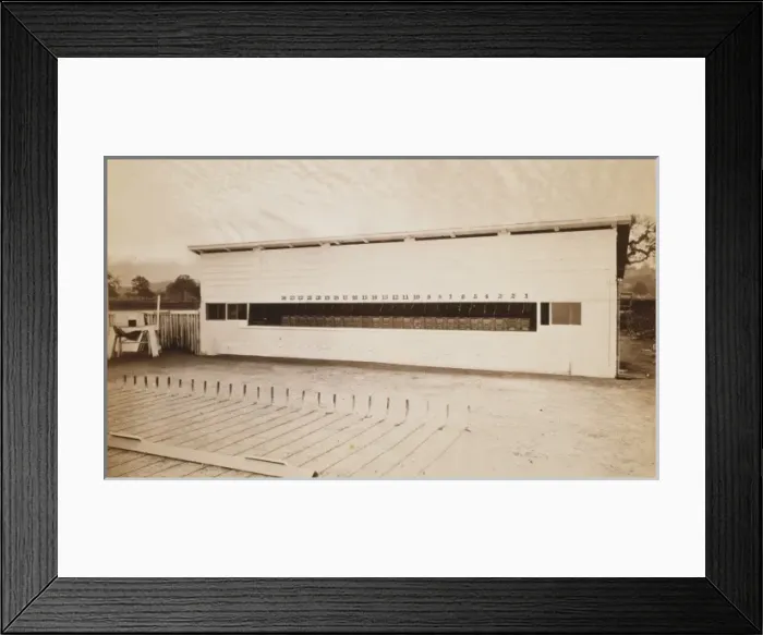 Framed Print : Operating track, covered with rubber flooring, and crossed w Framed Print : Operating track, covered with rubber flooring, and crossed w