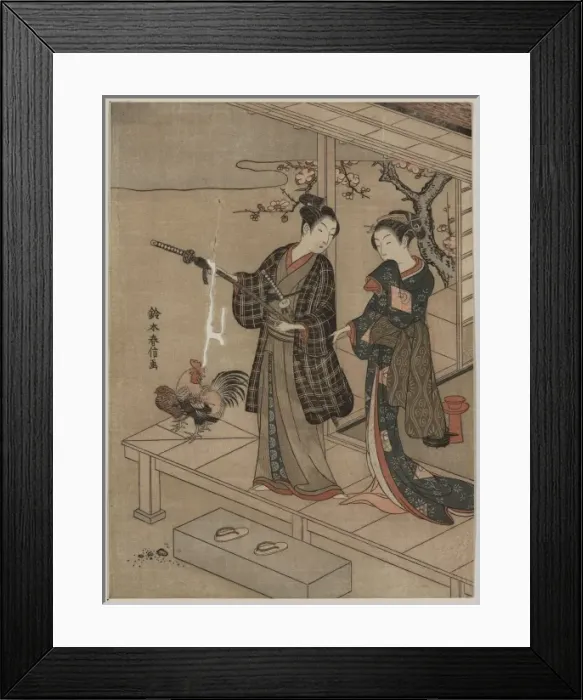Framed Print : Young dandy and a beauty on a veranda Framed Print : Young dandy and a beauty on a veranda
