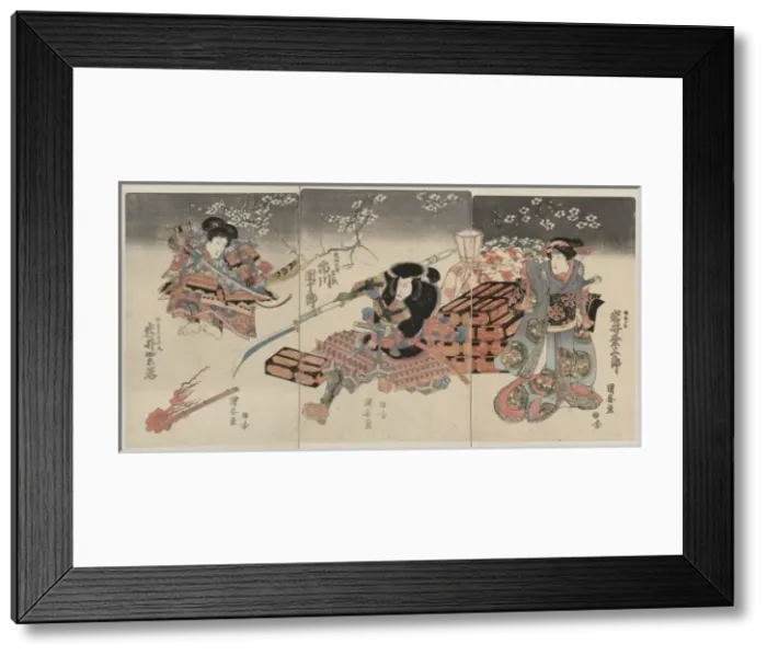 Framed Print : The actors Iwai Kumesaburo, Ichikawa Danjuro, and Iwai Shija Framed Print : The actors Iwai Kumesaburo, Ichikawa Danjuro, and Iwai Shija