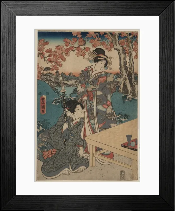 Framed Print : Court ladies gathering maple leaves Framed Print : Court ladies gathering maple leaves