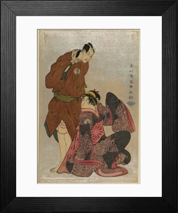 Framed Print : Bando Hikosaburo III in the role of Obi-ya Choeimon and Iwai Framed Print : Bando Hikosaburo III in the role of Obi-ya Choeimon and Iwai