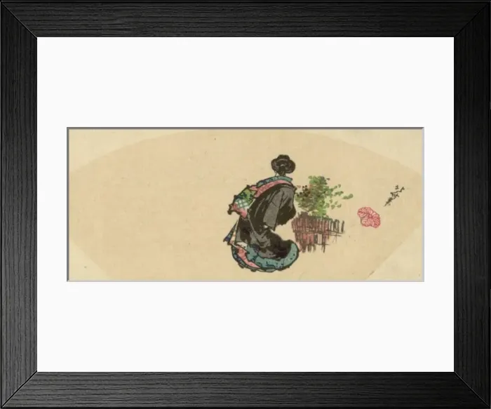 Framed Print : Oiran zu. Print shows an oiran, a higher class courtesan, full-length, from behind Framed Print : Oiran zu. Print shows an oiran, a higher class courtesan, full-length, from behind
