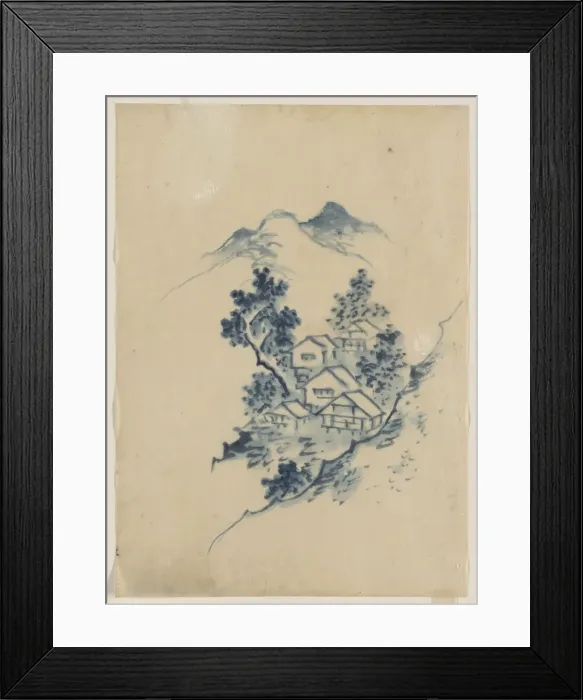 Framed Print : Buildings nestled among trees in a mountain valley Framed Print : Buildings nestled among trees in a mountain valley