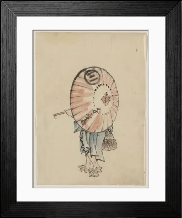 Framed Print : A person walking to the left, mostly obscured by an open par Framed Print : A person walking to the left, mostly obscured by an open par
