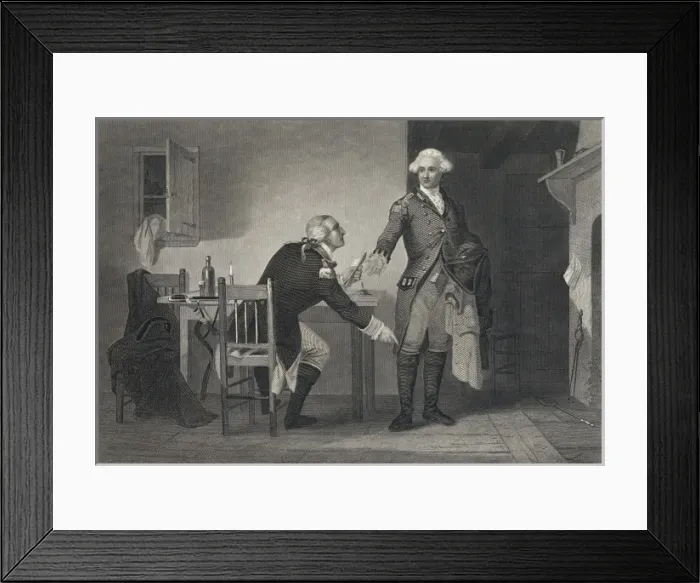 Framed Print : Treason of Arnold. Arnold persuades Andre to conceal the pap