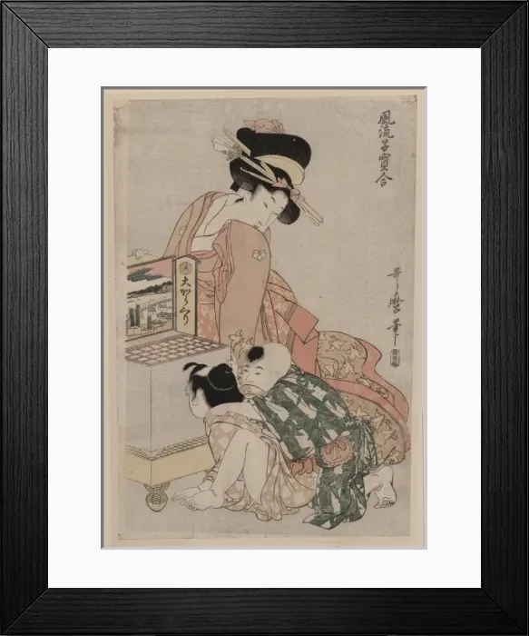 Framed Print : Viewing a peep box show Framed Print : Viewing a peep box show