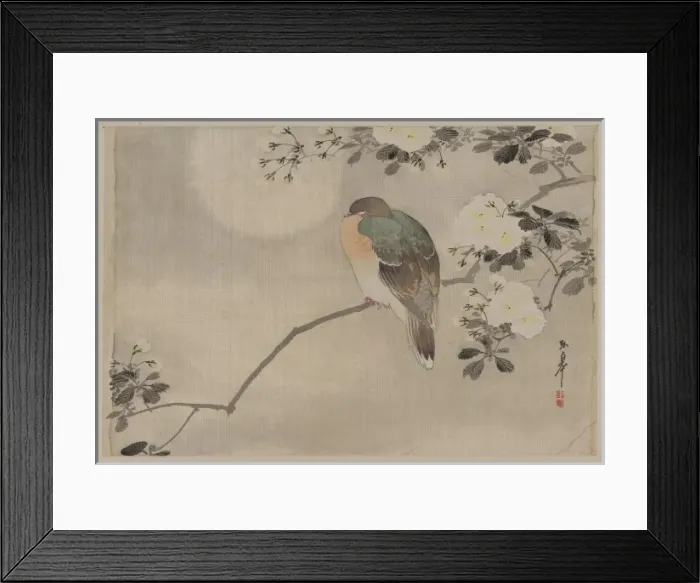 Framed Print : Bird perched on a branch of a blossoming tree Framed Print : Bird perched on a branch of a blossoming tree