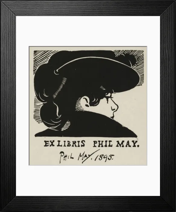 Framed Print : Bookplate of English caricaturist Phil May Framed Print : Bookplate of English caricaturist Phil May