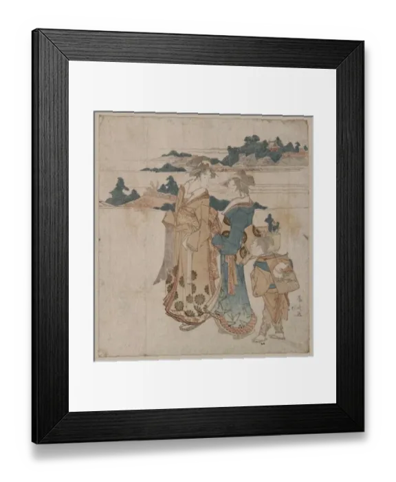 Framed Print : Beauties visiting a shrine Framed Print : Beauties visiting a shrine