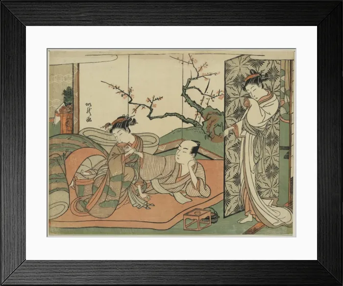 Framed Print : Courtesan watching a young apprentice in bed Framed Print : Courtesan watching a young apprentice in bed