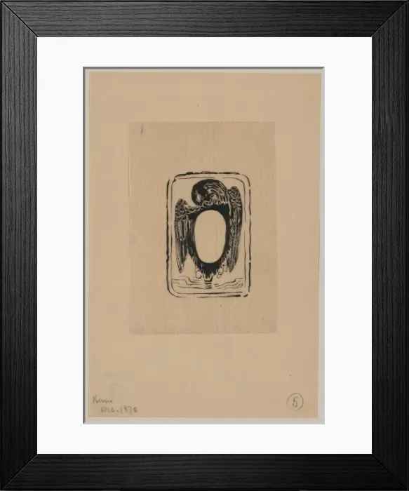 Framed Print : Bird crest or bookplate with opening for text or portrait Framed Print : Bird crest or bookplate with opening for text or portrait