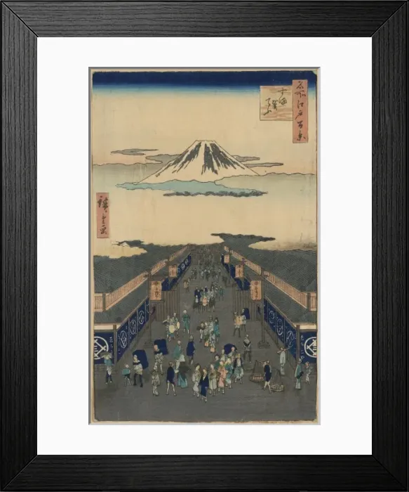 Framed Print : Surugacho. Print shows men and women pedestrians Framed Print : Surugacho. Print shows men and women pedestrians
