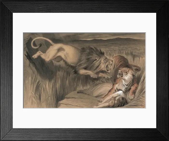 Framed Print : The British lions vengence on the Bengal tiger Framed Print : The British lions vengence on the Bengal tiger