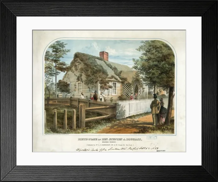 Framed Print : Birth-place of Hon. Stephen A. Douglass, Brandon, Vermont Framed Print : Birth-place of Hon. Stephen A. Douglass, Brandon, Vermont