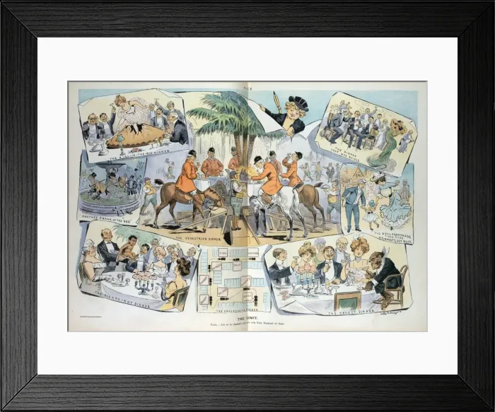 Framed Print : The limit. Illustration shows a vignette cartoon with men on horseback Framed Print : The limit. Illustration shows a vignette cartoon with men on horseback