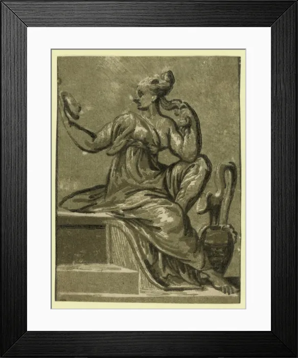 Framed Print : Prudence. Allegorical print showing a woman as Prudence Framed Print : Prudence. Allegorical print showing a woman as Prudence