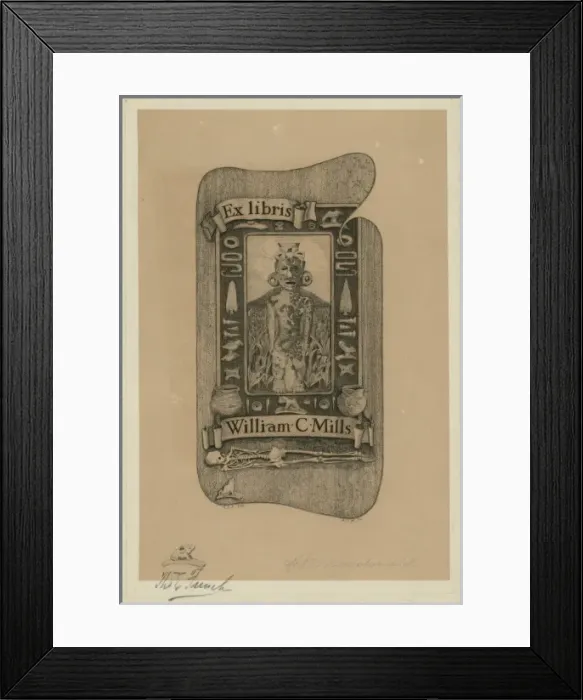 Framed Print : Bookplate of archaeologist William C. Mills Framed Print : Bookplate of archaeologist William C. Mills