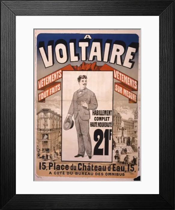 Framed Print : A Voltaire: vetements tout fait, vetements sur mesure Framed Print : A Voltaire: vetements tout fait, vetements sur mesure