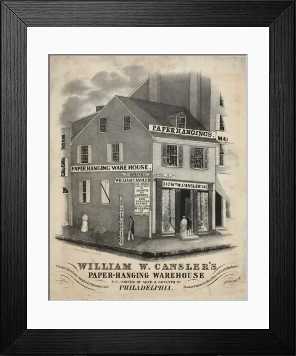 Framed Print : William W. Canslers paper-hanging warehouse NE corner of Ar Framed Print : William W. Canslers paper-hanging warehouse NE corner of Ar