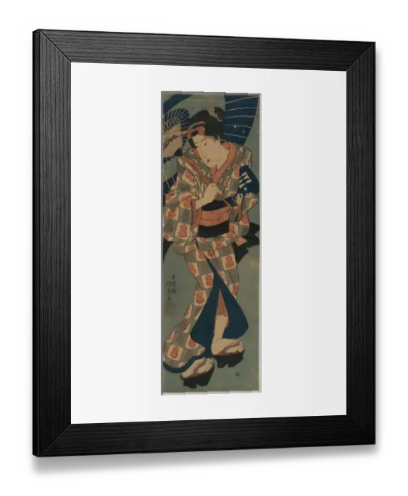 Framed Print : Young lady going to her Nagauta music lessons Framed Print : Young lady going to her Nagauta music lessons