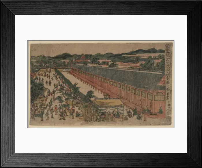 Framed Print : Perspective picture of hall of thirty-three bays, Fukagawa i Framed Print : Perspective picture of hall of thirty-three bays, Fukagawa i