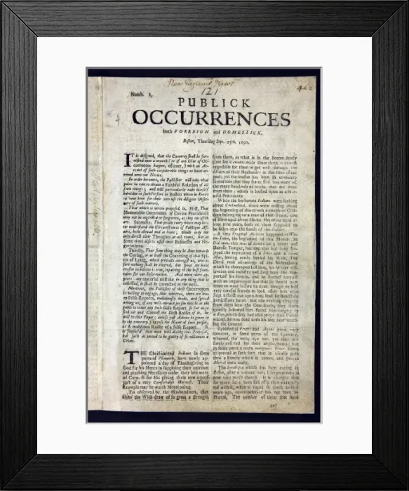 Framed Print : Americas first newspaper Framed Print : Americas first newspaper