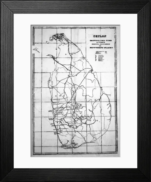Framed Print : Ceylon riots map Framed Print : Ceylon riots map